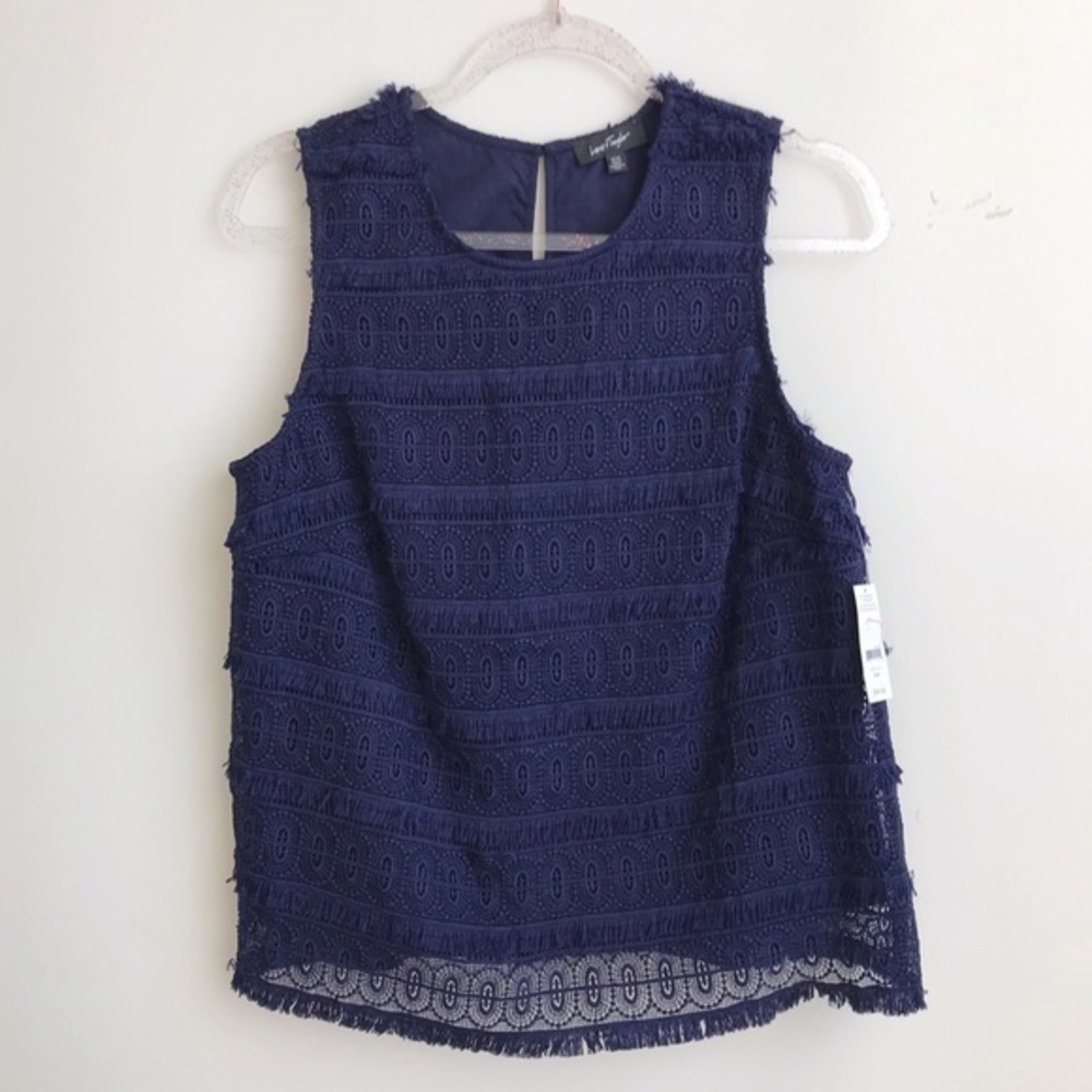 Lord & Taylor blue lace details top